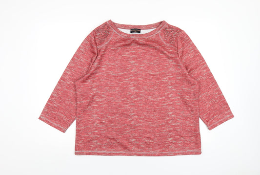 Anna Rose Womens Red Polyester Basic T-Shirt Size 2XL Round Neck