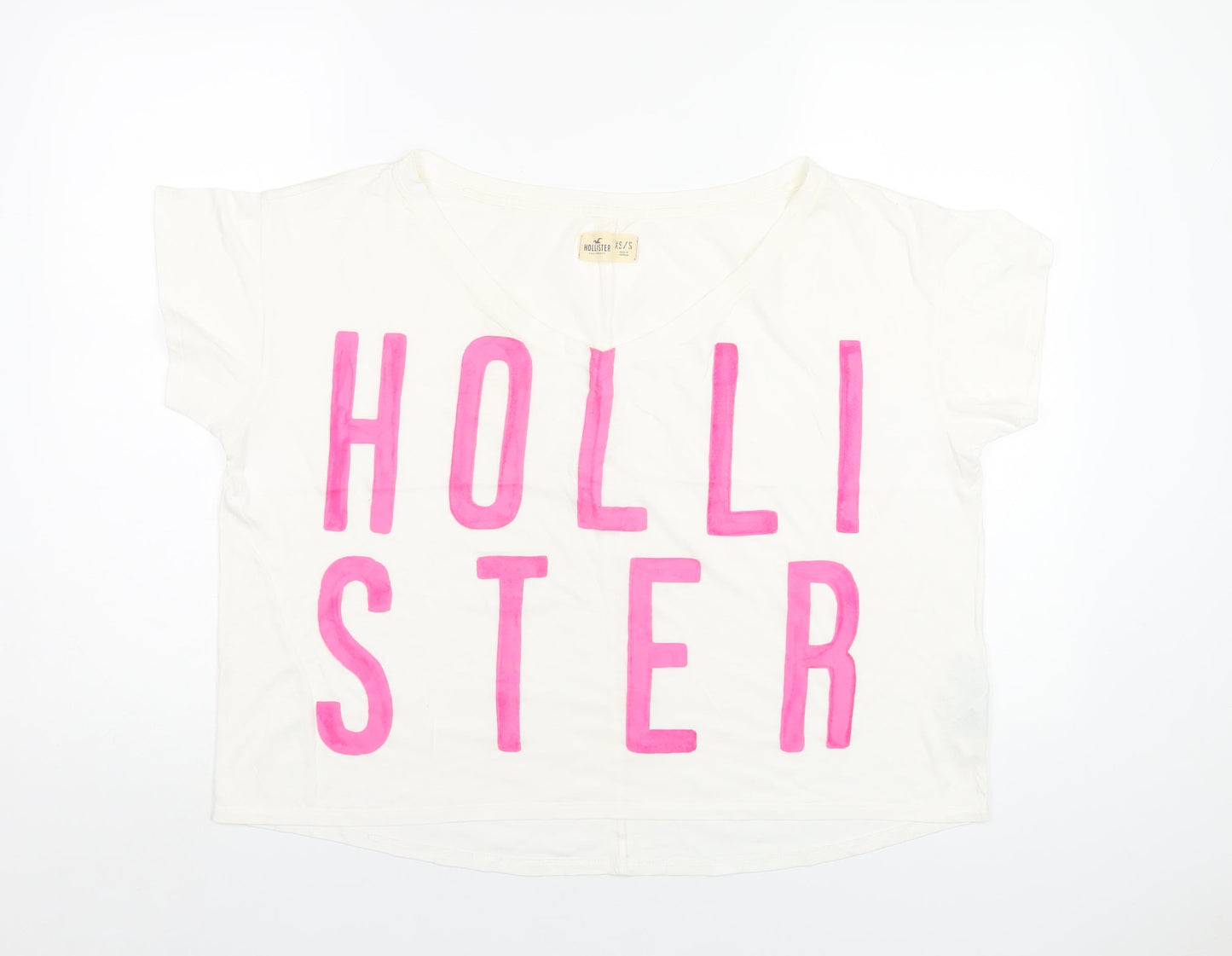 Hollister Womens White Cotton Basic T-Shirt Size S V-Neck