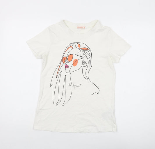 Stitch & Soul Womens White Cotton Basic T-Shirt Size XS Crew Neck