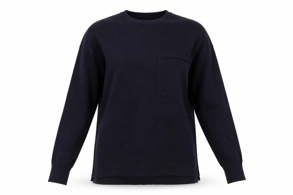 Front view of French Connection women’s black round neck lyocell jumper, size S