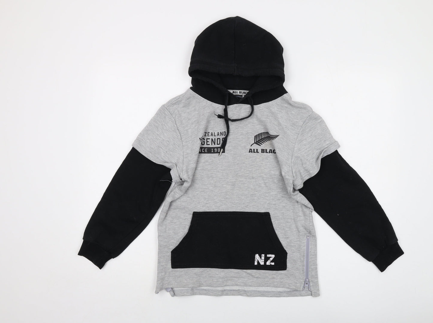 All Blacks Boys Grey Polyester Pullover Hoodie Size 9 Years Pullover