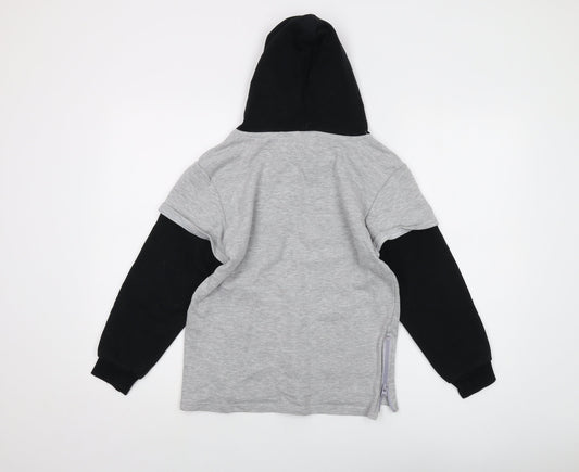 All Blacks Boys Grey Polyester Pullover Hoodie Size 9 Years Pullover