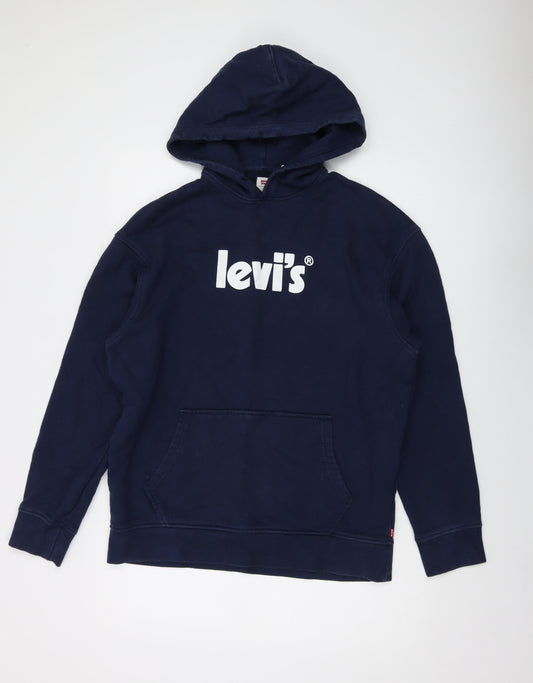 Levi's Mens Blue Cotton Pullover Hoodie Size M - Logo