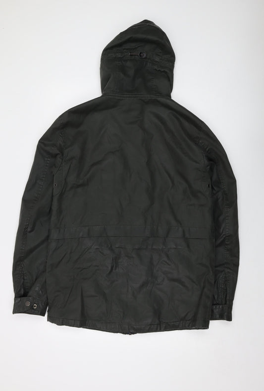 Pull&Bear Mens Green Jacket Size M Zip - Waxed Cotton