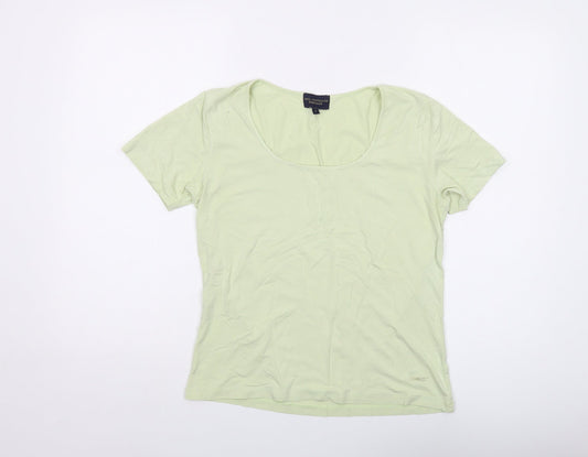 Paul Costelloe Womens Green Viscose Basic T-Shirt Size L Round Neck