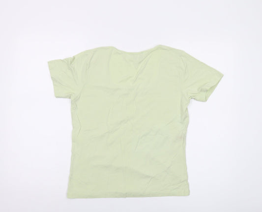 Paul Costelloe Womens Green Viscose Basic T-Shirt Size L Round Neck