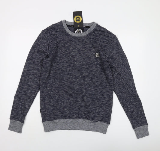 Intense Mens Blue Cotton Pullover Sweatshirt Size S
