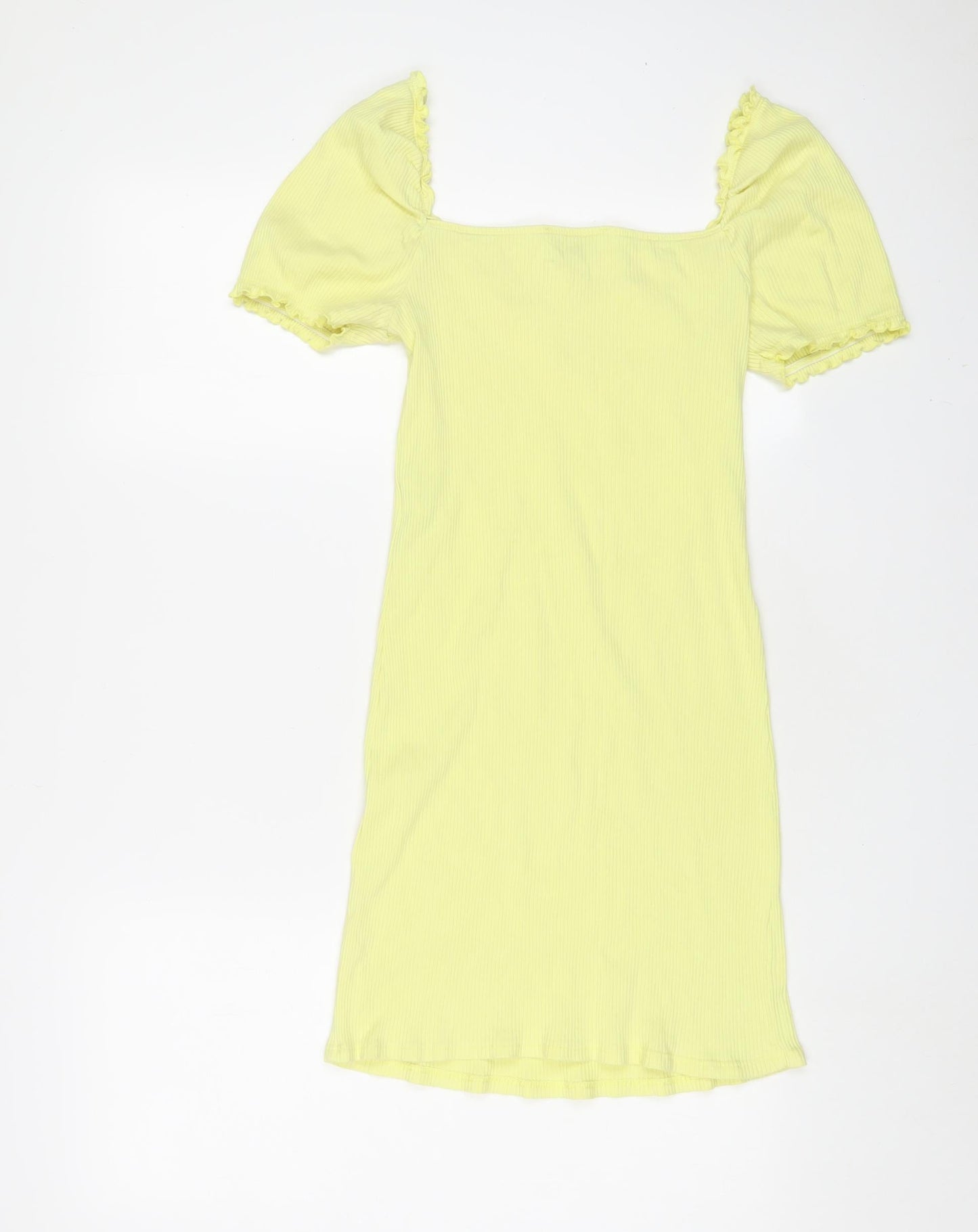 Miss Selfridge Womens Yellow Polyester Bodycon Size 12 Square Neck Pullover