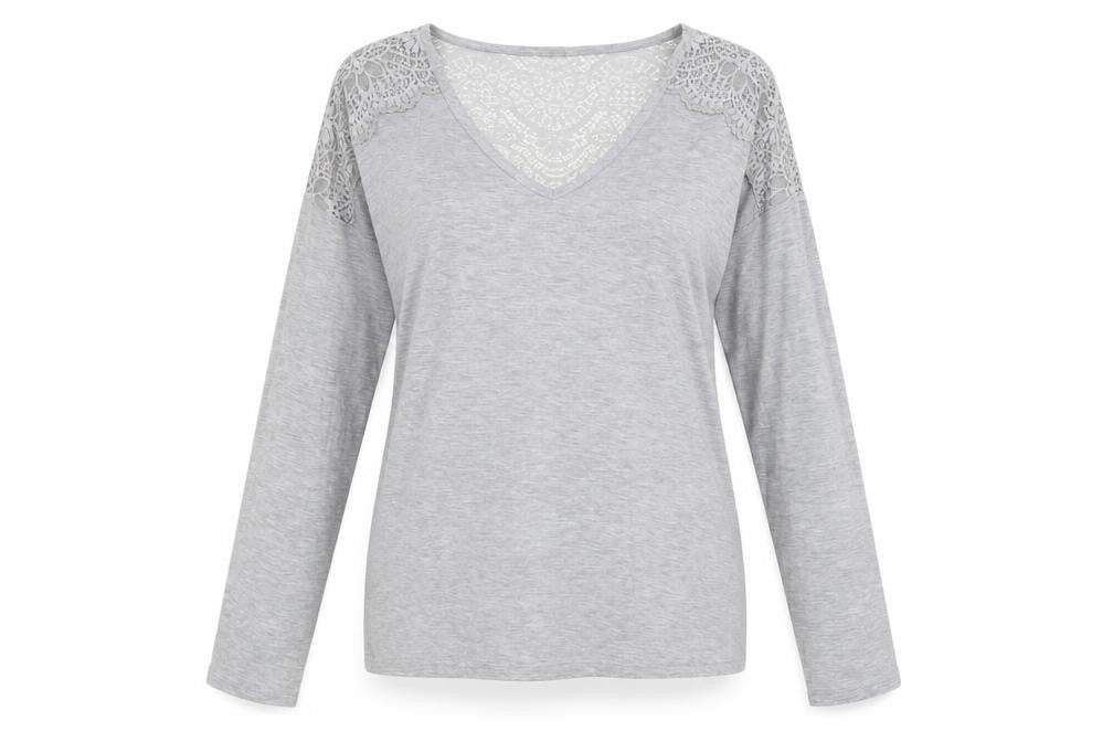 Marks and Spencer Womens Grey Solid Viscose Top Pyjama Top Size S - Lace