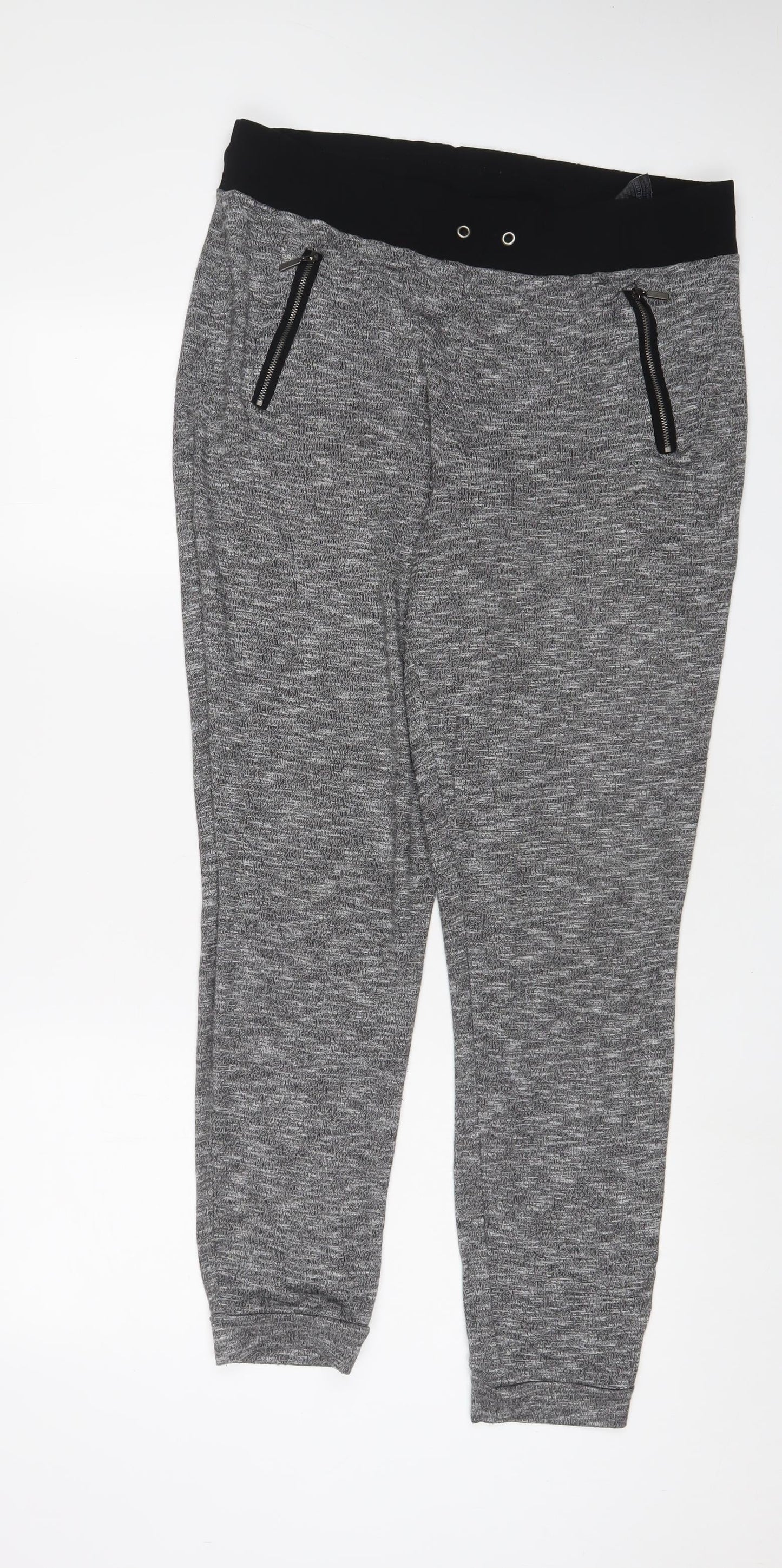 Marks and Spencer Womens Grey Polyester Trousers Size 14 L31 in Regular