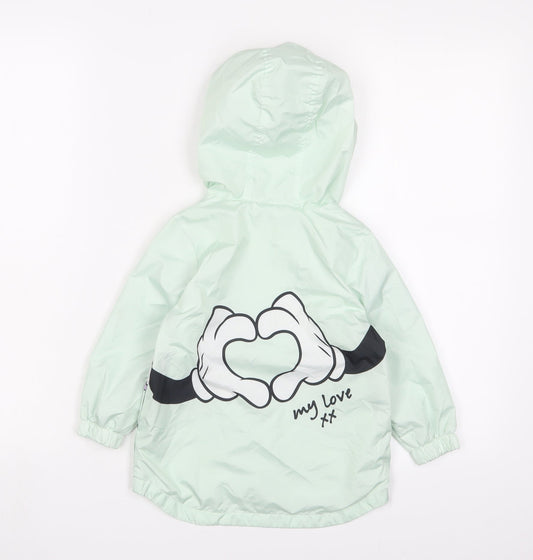Disney Girls Green Basic Coat Jacket Size 18-24 Months Zip - Mickey & Minnie Mouse