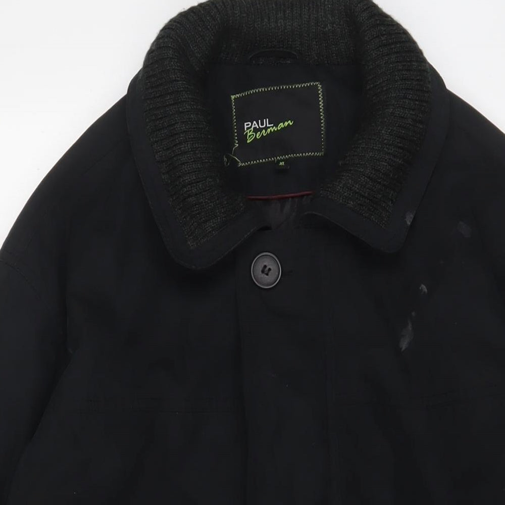 Paul Berman Mens Black Jacket Coat Size L Zip