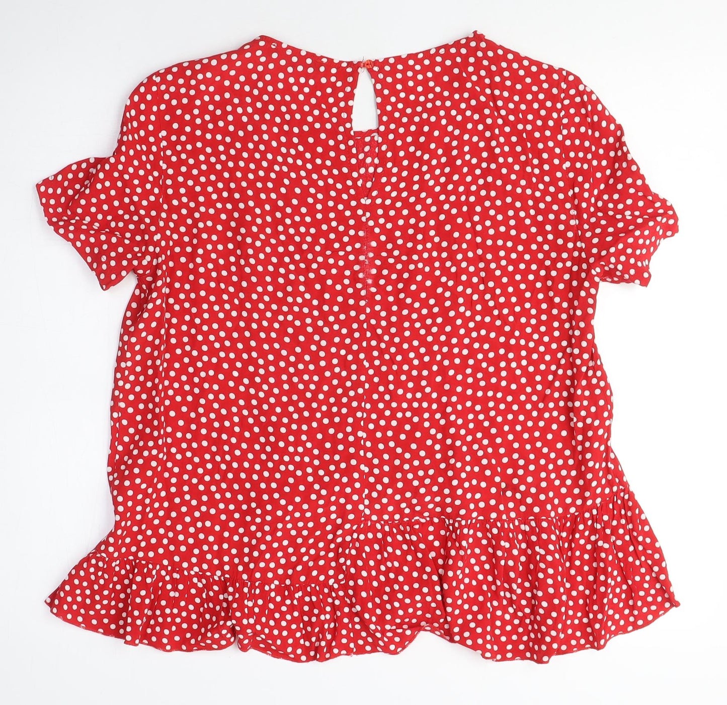 Mango Red Polka Dot Women's Tunic Blouse, Size M