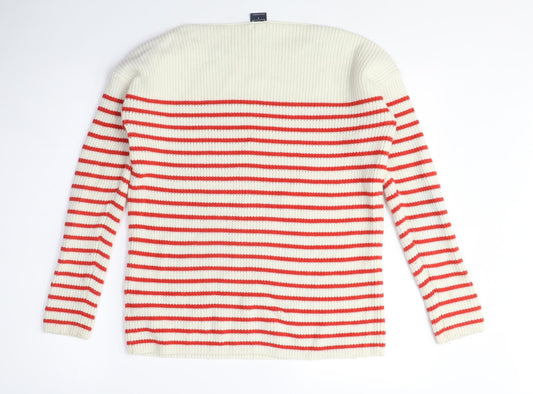 Gap Women's Ivory Striped Pullover Jumper M