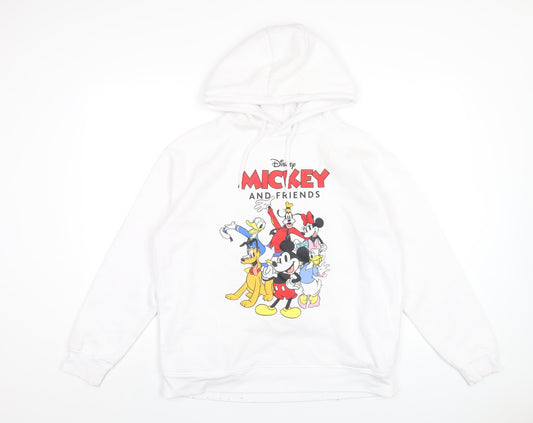 Disney Womens White Cotton Pullover Hoodie Size 12 Pullover - Mickey Mouse and Friends