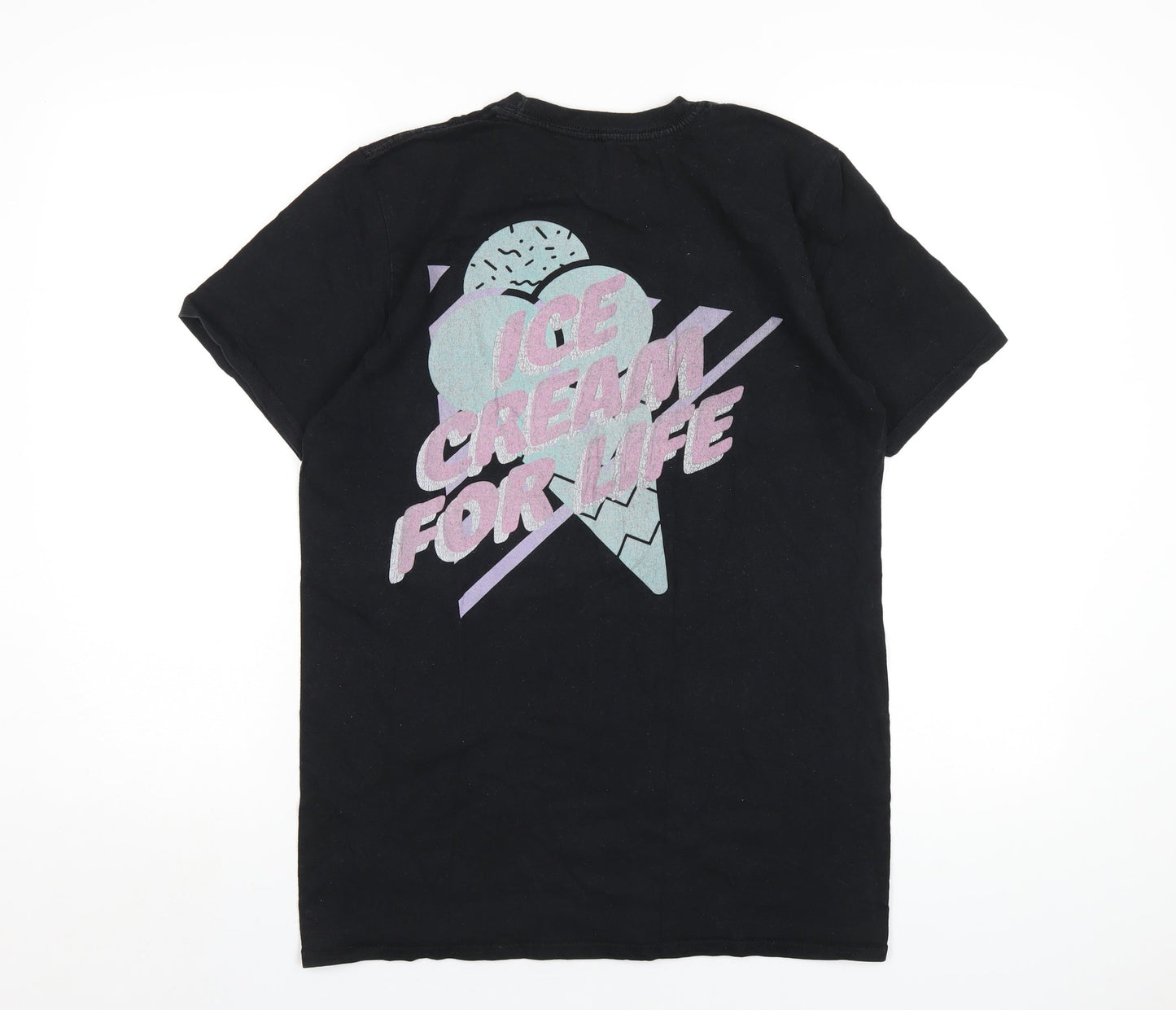 Stranger Things Womens Black Cotton Basic T-Shirt Size M Round Neck - Scoops Ahoy