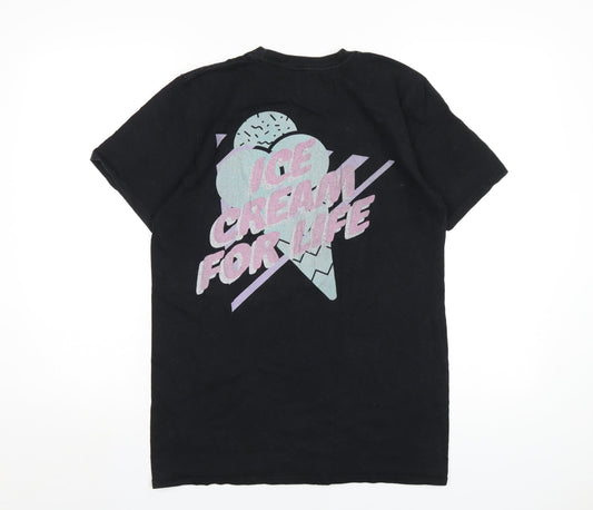 Stranger Things Womens Black Cotton Basic T-Shirt Size M Round Neck - Scoops Ahoy
