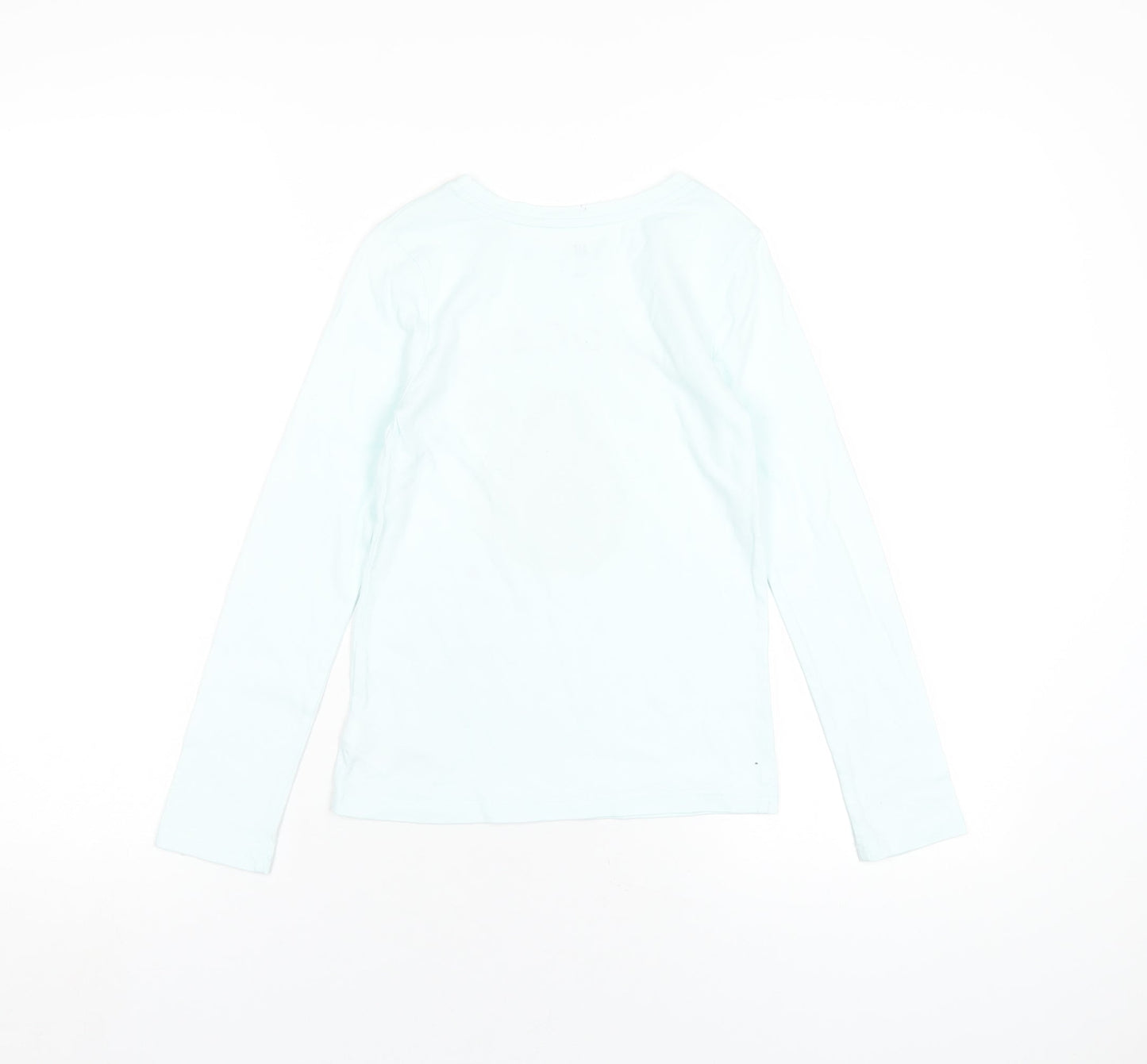 Gap Girls Blue Cotton Basic T-Shirt Size 8-9 Years Round Neck Pullover - Avocato