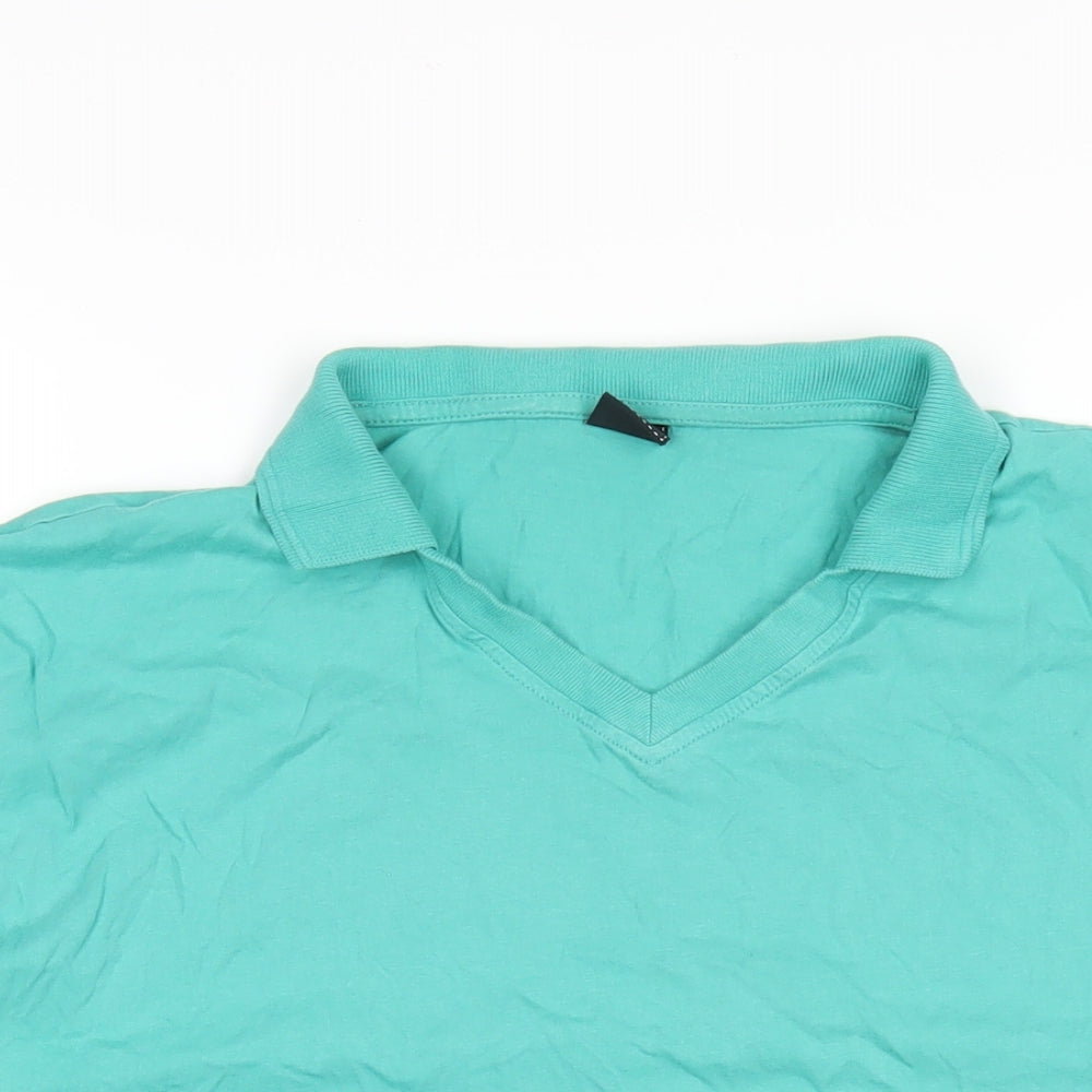 Cotton Traders Mens Green Cotton T-Shirt Size 3XL V-Neck