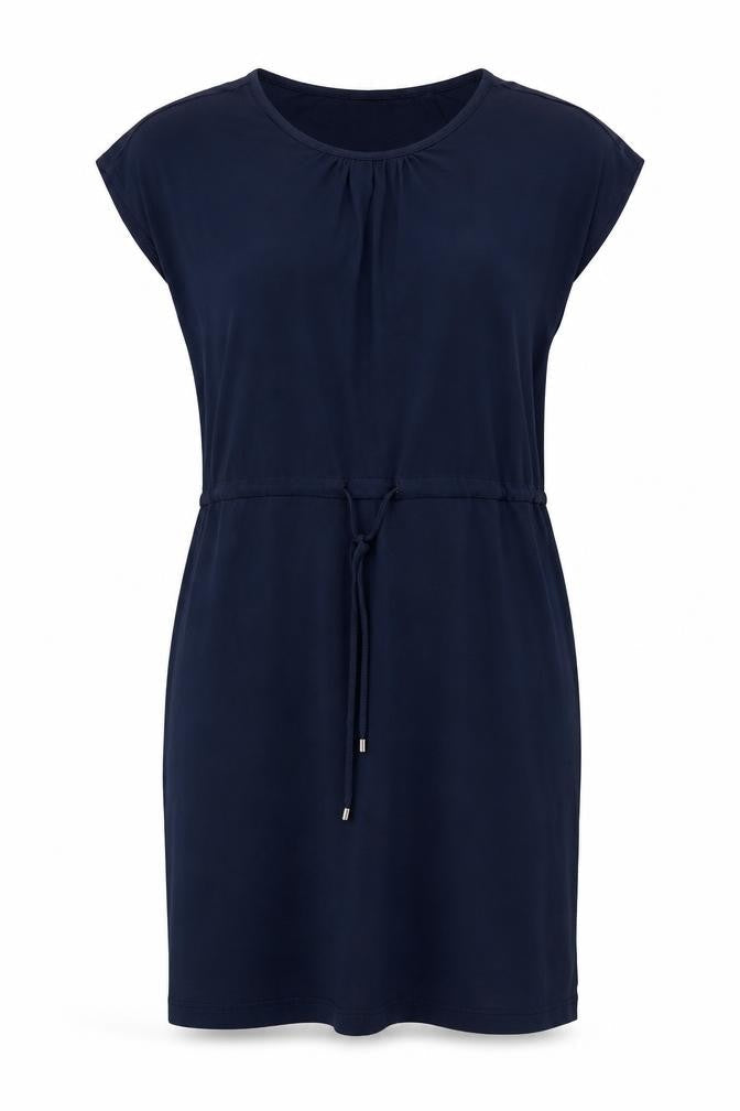 Fransa Womens Blue Viscose T-Shirt Dress Size M Round Neck - Adjustable Waist