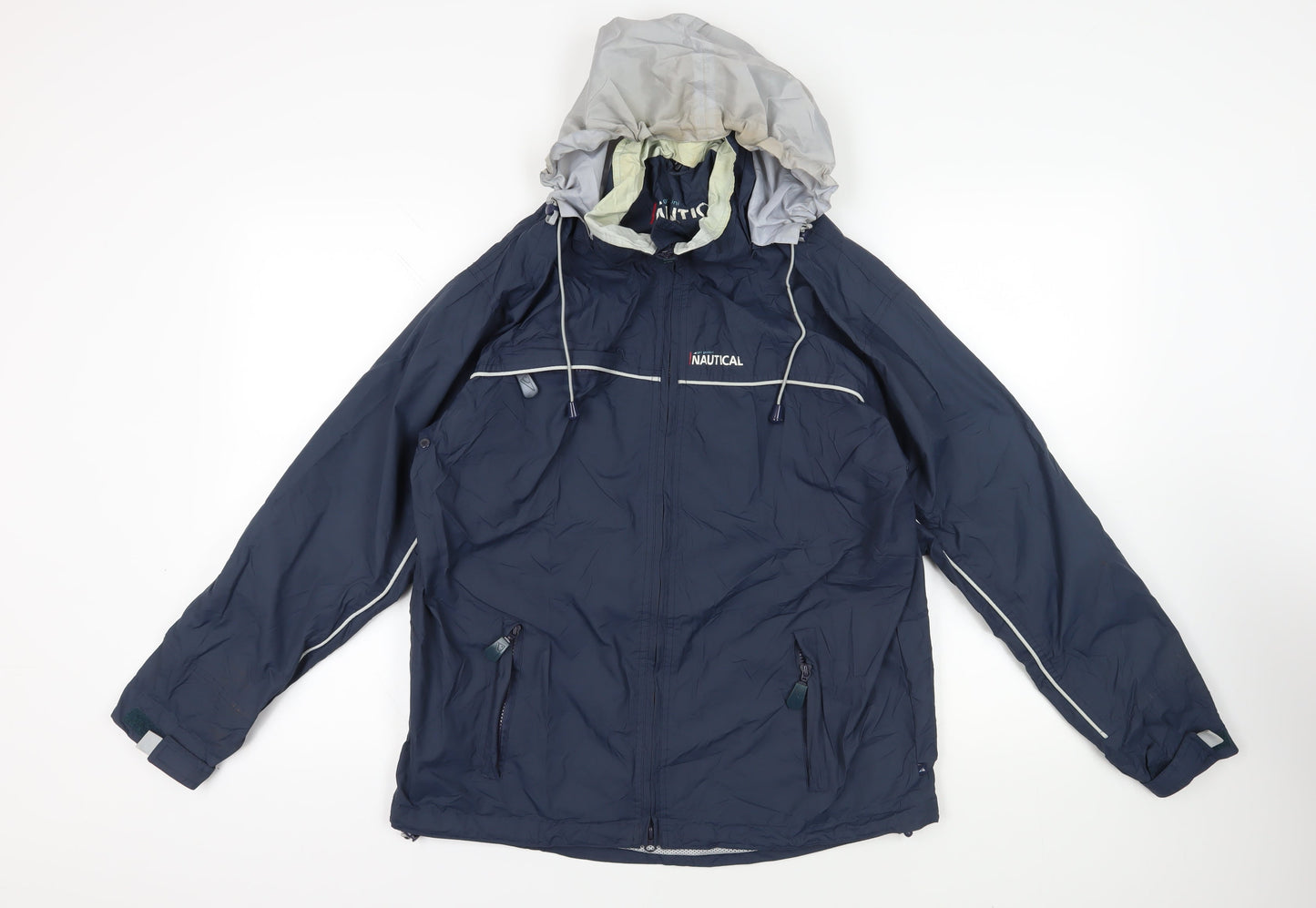 Nautical Mens Blue Windbreaker Jacket Size S Zip - Logo Zipped Pockets Technical Waterproof