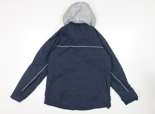 Nautical Mens Blue Windbreaker Jacket Size S Zip - Logo Zipped Pockets Technical Waterproof