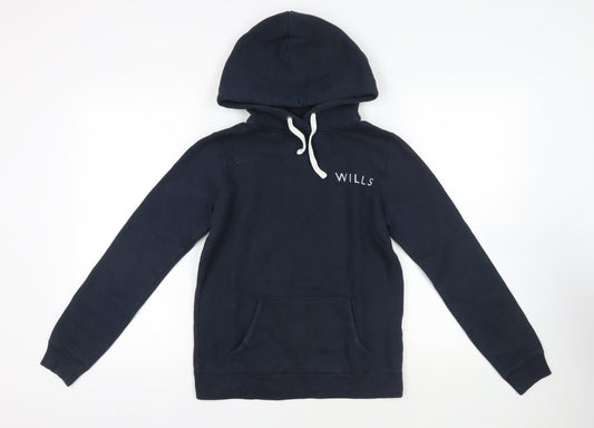 Jack Wills Womens Blue Cotton Pullover Hoodie Size 10 Pullover - Logo Zipped Pockets