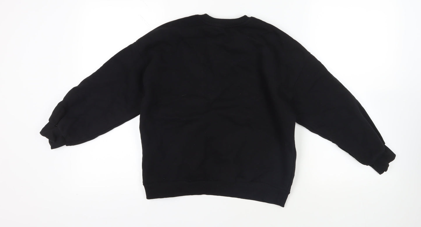 Marks and Spencer Girls Black Cotton Pullover Sweatshirt Size 10-11 Years Pullover - Cherry Nice Day