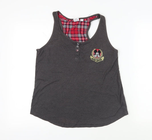 Disney Womens Grey Cotton Basic Tank Size S Scoop Neck - Mickey Mouse