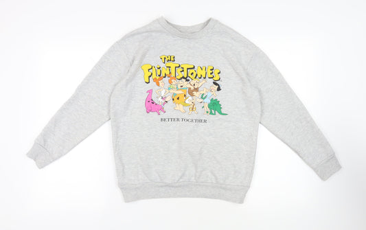 The Flintstones Womens Grey Cotton Pullover Sweatshirt Size S Pullover