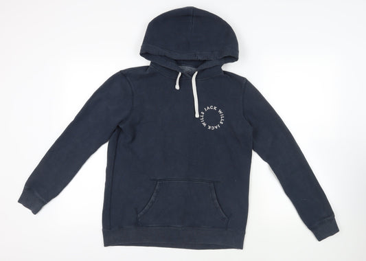 Jack Wills Womens Blue Cotton Pullover Hoodie Size 8 Pullover - Logo Pockets