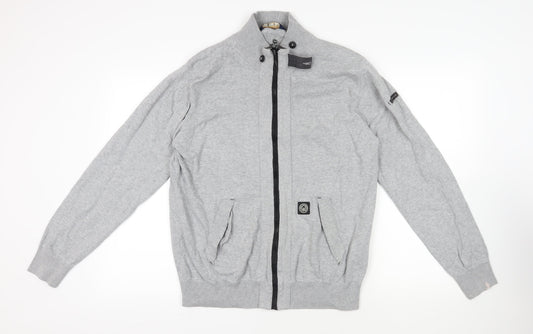 Duck and Cover Mens Grey Cotton Full Zip Sweatshirt Size XL - Logo Pockets