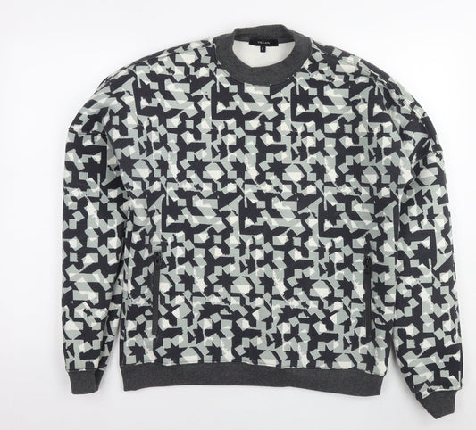 Villain Mens Multicoloured Geometric Polyester Pullover Sweatshirt Size S