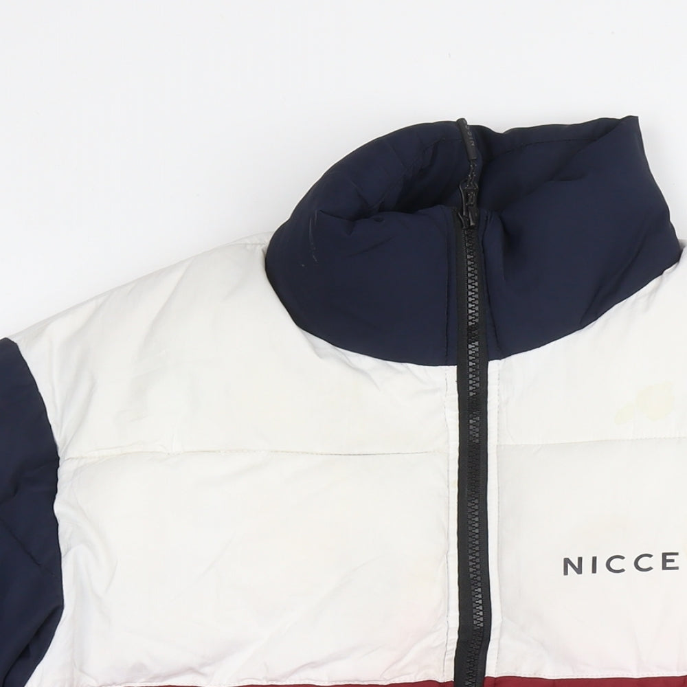 NICCE London Mens Multicoloured Striped Puffer Jacket Jacket Size XS Zip