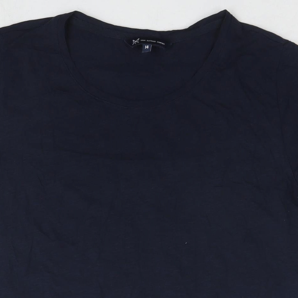 Crew Clothing Womens Blue Cotton Basic T-Shirt Size 14 Round Neck