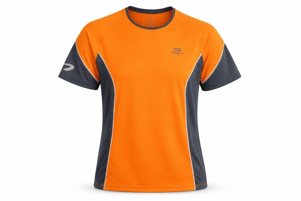 Kalenji Womens Orange Polyester Basic T-Shirt Size S Round Neck Pullover