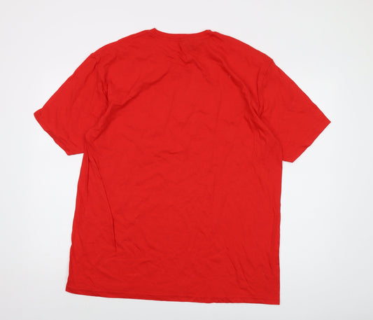 England Mens Red Cotton T-Shirt Size XL Crew Neck