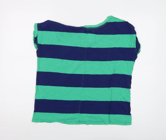 Hollister Womens Blue Striped Cotton Basic T-Shirt Size XS Round Neck