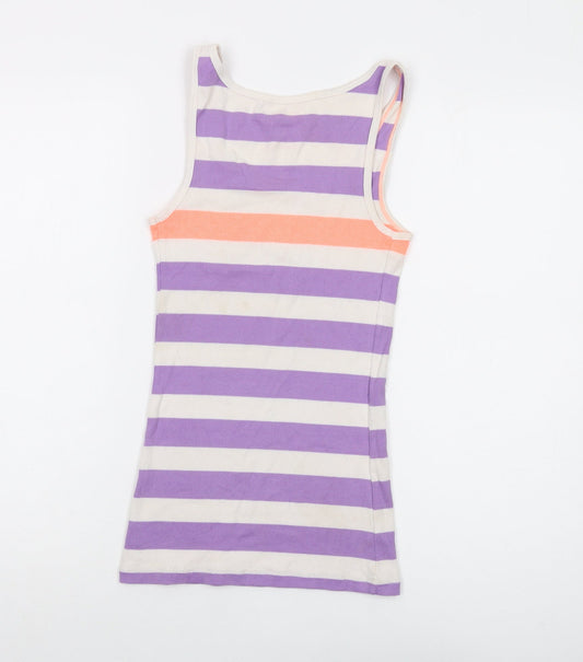 Old Navy Womens Multicoloured Striped Polyester Basic Tank Size M Round Neck