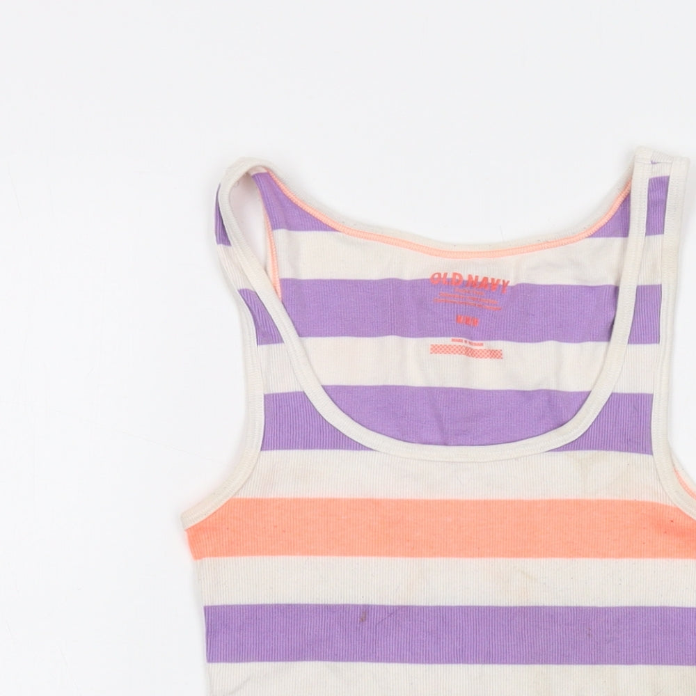 Old Navy Womens Multicoloured Striped Polyester Basic Tank Size M Round Neck