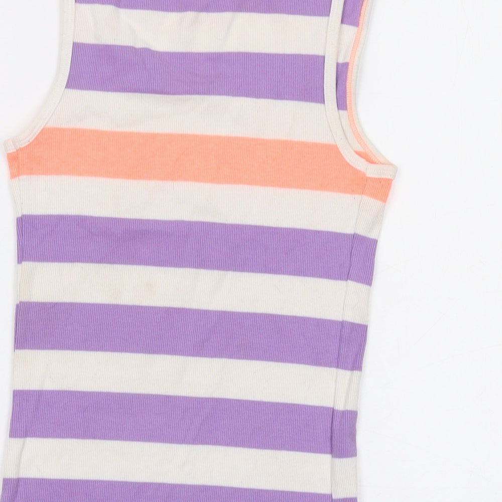 Old Navy Womens Multicoloured Striped Polyester Basic Tank Size M Round Neck