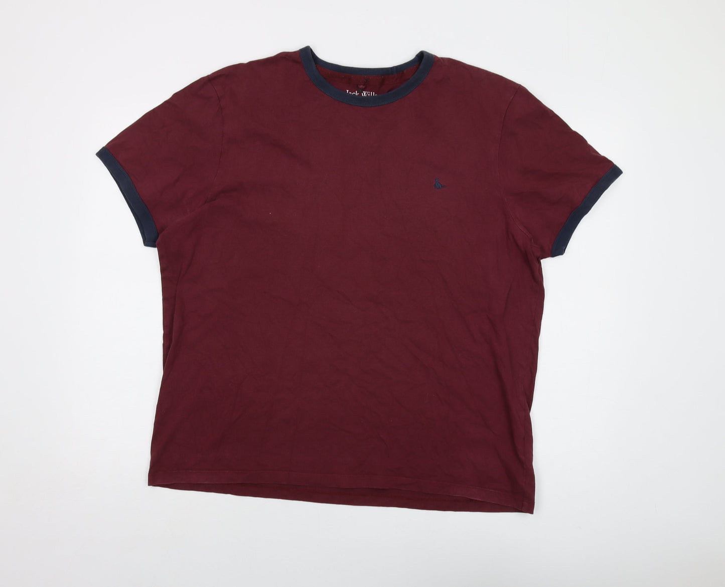 Jack Wills Mens Red Cotton T-Shirt Size 2XL Crew Neck