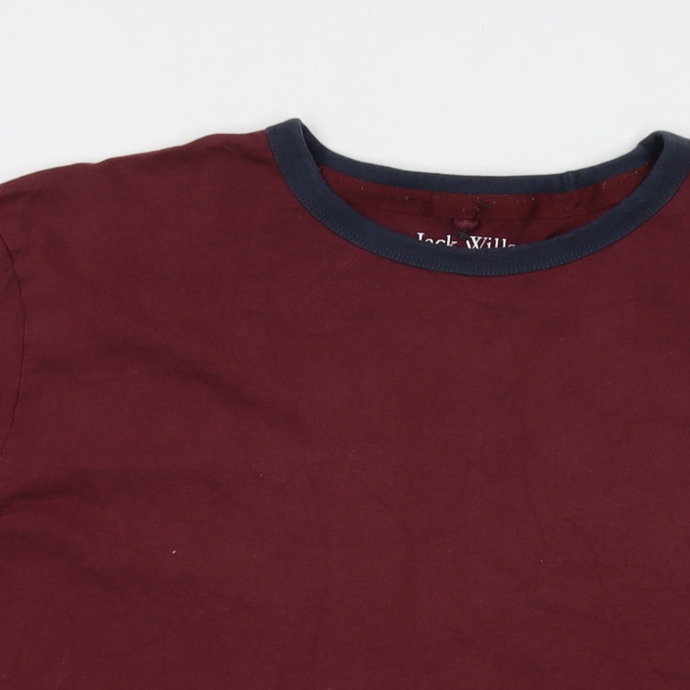 Jack Wills Mens Red Cotton T-Shirt Size 2XL Crew Neck