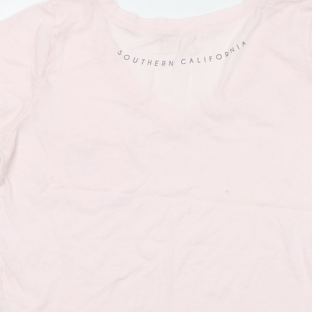 Hollister Womens Pink Cotton Basic T-Shirt Size M V-Neck