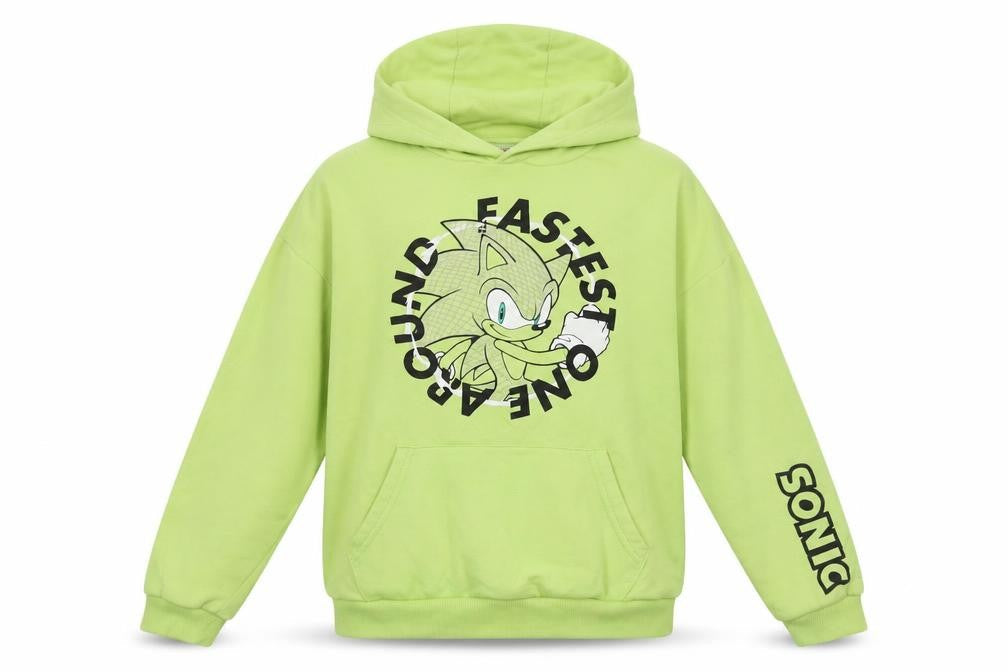 Sonic Boys Grey Cotton Pullover Hoodie Size 11-12 Years Pullover