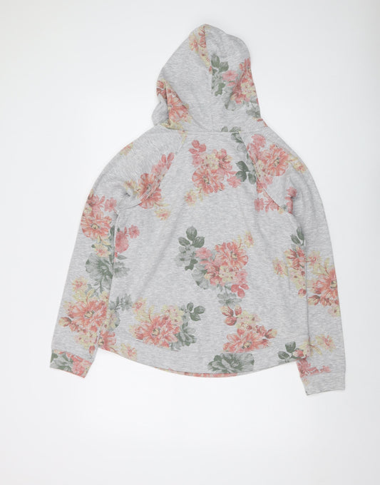 Maurices Womens Grey Floral Cotton Pullover Hoodie Size XS Pullover