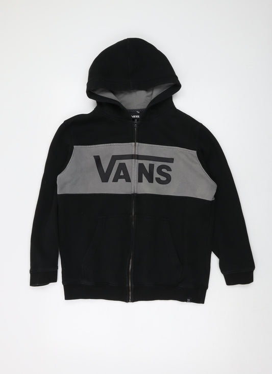 VANS Womens Black Cotton Full Zip Hoodie Size L Zip