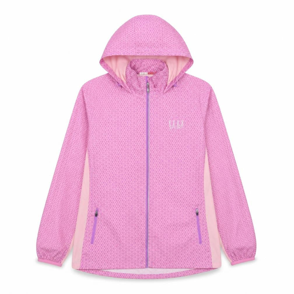Elle Sport Womens Pink Geometric Jacket Size L Zip - Logo