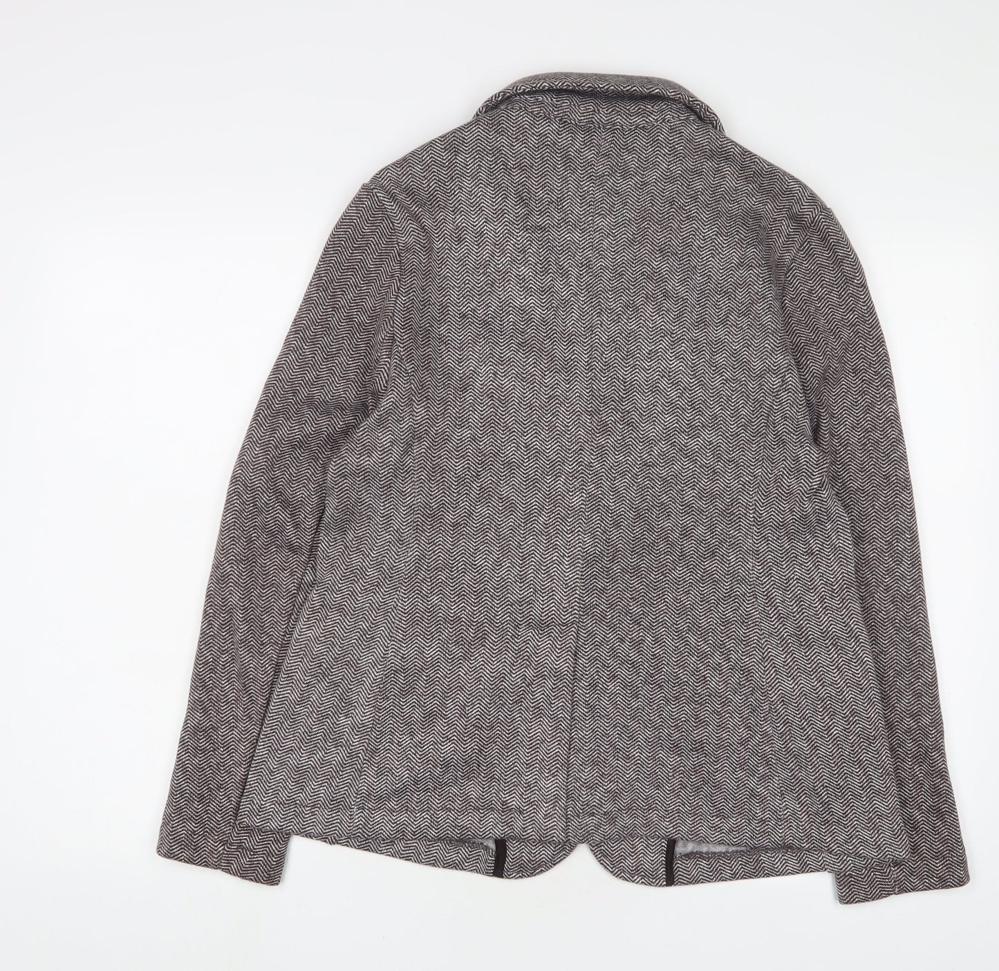 Landsend Womens Brown Geometric Jacket Blazer Size M Button