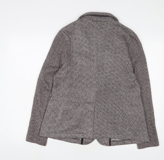 Landsend Womens Brown Geometric Jacket Blazer Size M Button